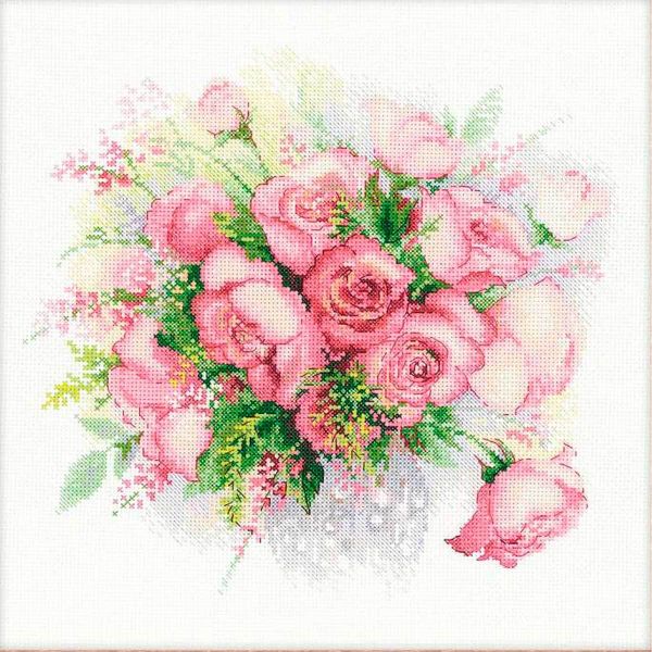 Набор для вышивания нитками Риолис, Акварельные розы, 30х30 см