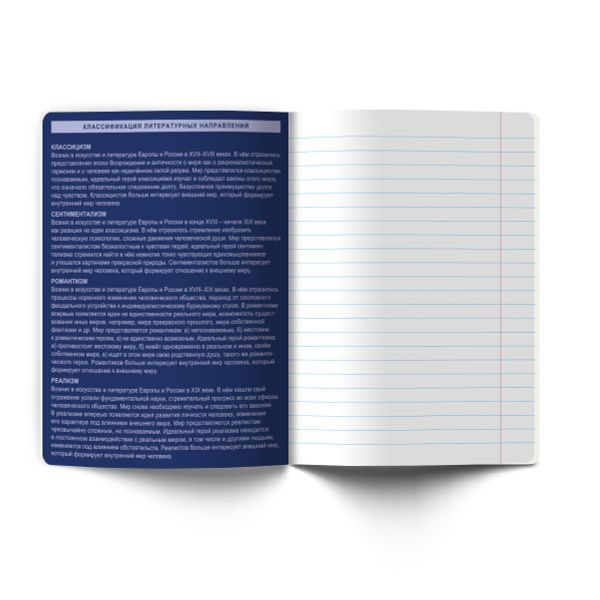 Тетрадь со справочным материалом Золотые главы, тисн.золот.фольгой, A5 48 л. на скобе 65 г/м², белизна 100% 10 шт линия, 01857 Золотые главы Литература, Светоч Т287