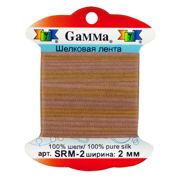 Лента (тесьма) шелковая 2.0 мм / 9.1±0.5 метров, M112 бронзовый/бл.коричневый, Gamma SRM-2