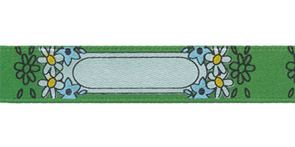 Лента атласная с рисунком 12 мм, 5х3 м, F40/134 цветы/зелёный, Gamma ALP-124