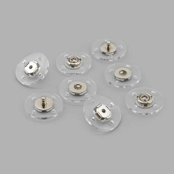 Кнопка пришивная ⌀21 мм, пластик, серебро (никель), 4 шт