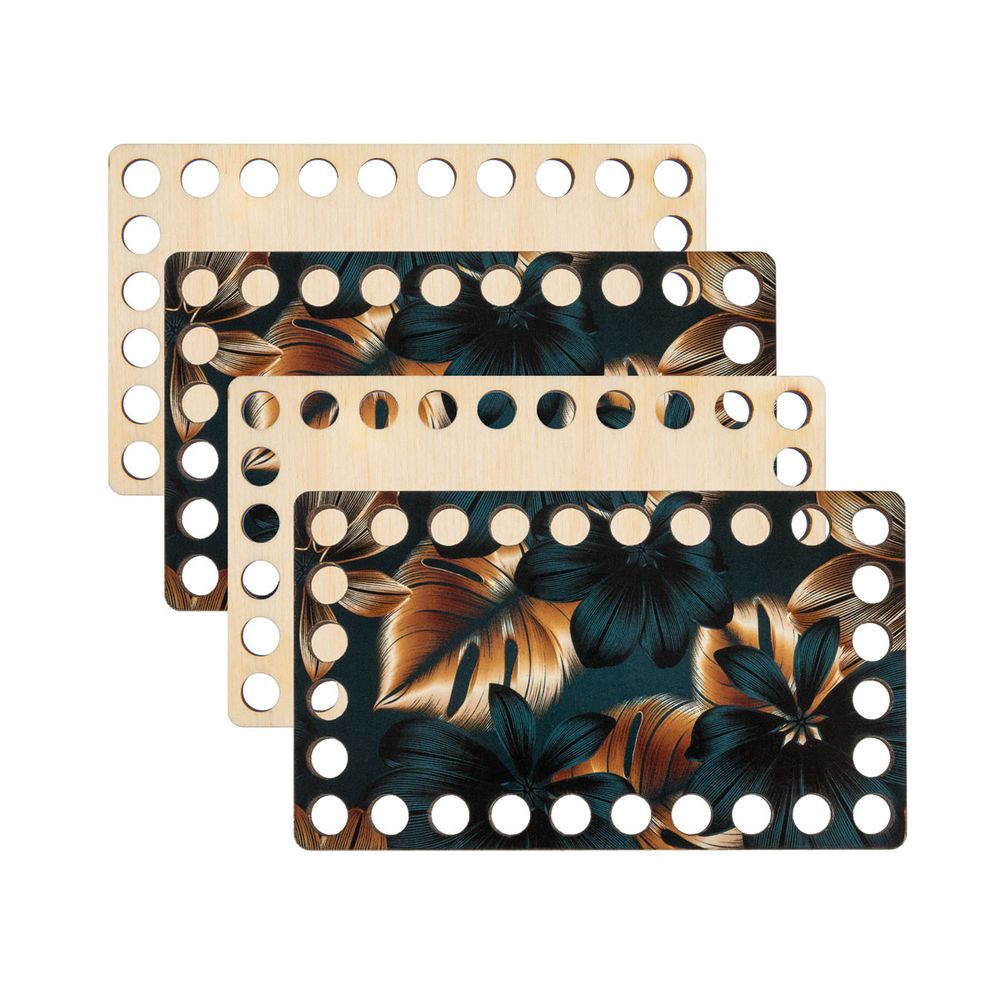 Набор донышек для вязания Глянцевый фанера 12х7х0.4 см, 4 шт, 03 Роскошь, Love2art ДВ-03