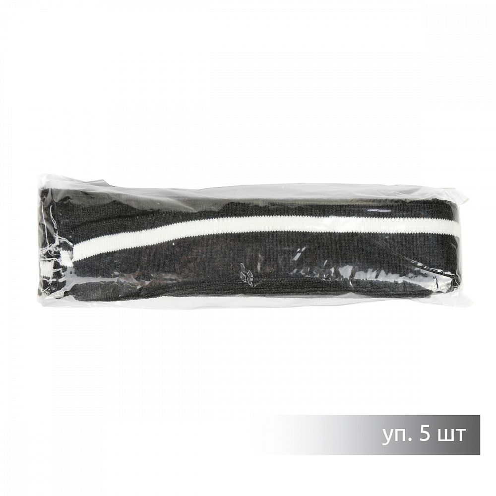 Подвяз (довяз) трикотажный 3.5х80 см, т.серый с белой полосой, 100% п/э, 5 штук