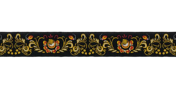 Лента (тесьма) жаккардовая 22.0 мм / 10±0.5 метров, черный, Gamma DBTRJ-82