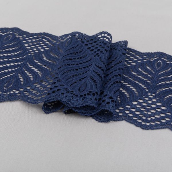 Кружево бельевое эластичное 165 мм / 3±0.2 метра, Турция, т.синий, Blitz