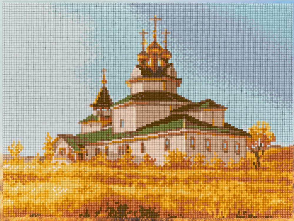 Алмазная (кристальная) мозаика Фрея ALPD-165, на подрамнике Храм Серафима Саровского, 40х30 см