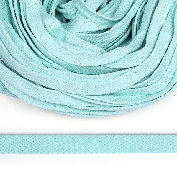 Шнур плоский х/б ⌀15.0 мм, турецкое плетение цв.119 бирюзовый уп.50 м
