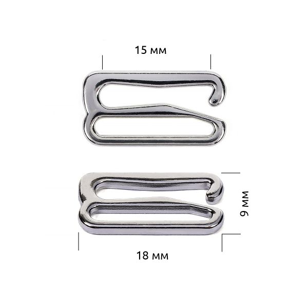 Крючки для купальника металл 15.0 мм, никель, 915.SW, 100 шт