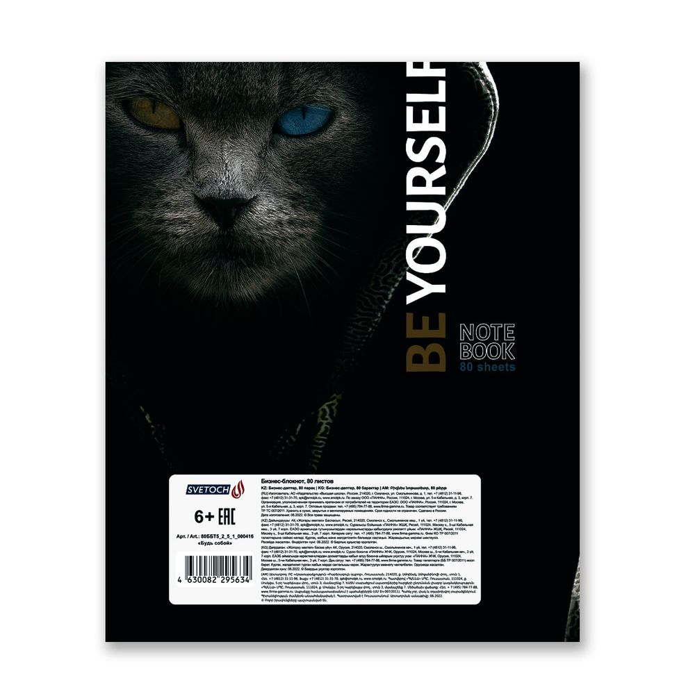 Бизнес-блокнот, матовая ламинация, A5+ 80 л. 18 шт, клетка, Будь собой 000416, Светоч 80ББТ5_2_5_1