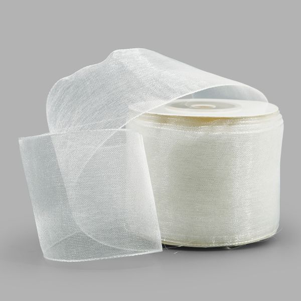 Лента капроновая (органза) 50.0 мм, 22.86 м, 01 белый