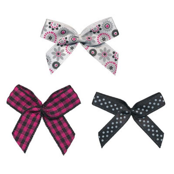 Набор текстильных бантиков, 100 шт, 104 черно-розовый, Annet BDR