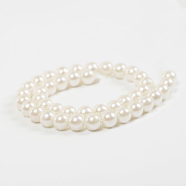 Бусины пластик (перламутр) ⌀10 мм, цв.001 молочный, уп.500г (960 шт), Magic4Hobby