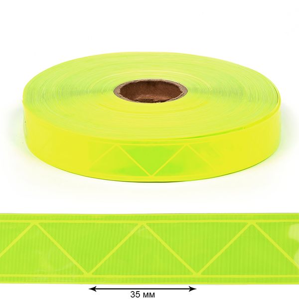 Лента светоотражающая (катафотная) [cpl:100], 25 мм / 50 метров, Треугольники, SV.K25y желтый