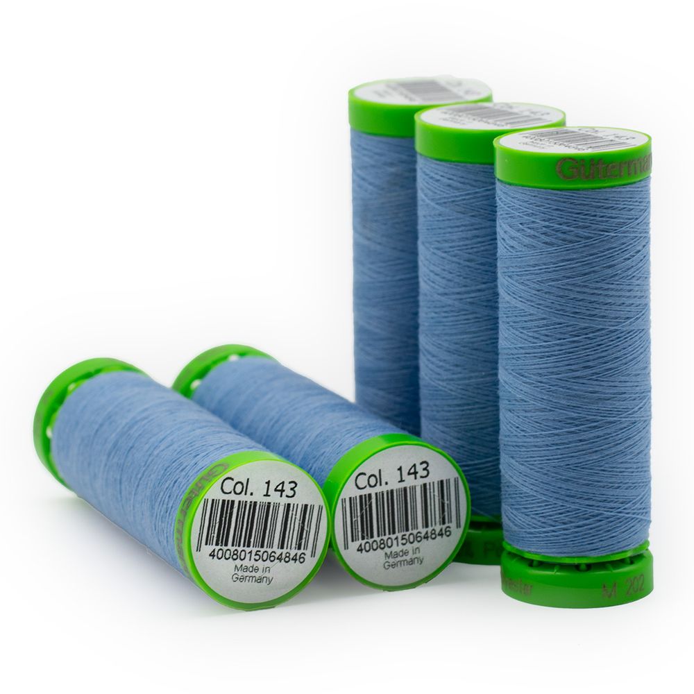Нитки для тонких тканей Gutermann Extra Fine 150, 200м, 143 серо-голубой, 5 катушек