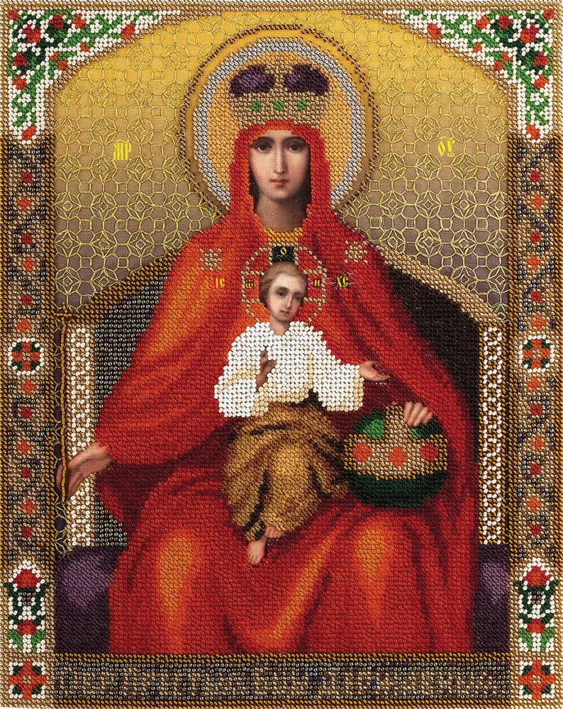 Набор для вышивания бисером Panna, Икона Божией Матери Державная, 25х30.5 см