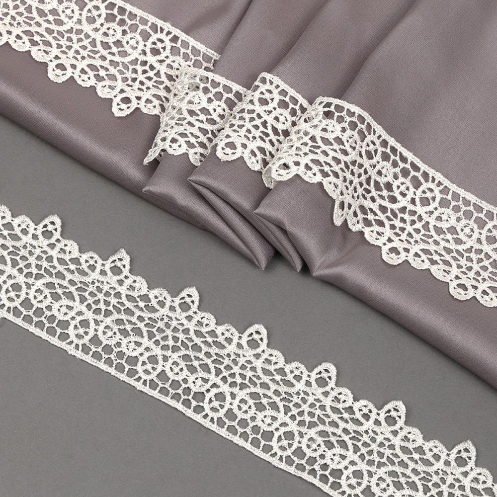 Кружево гипюр (плетёное) 45 мм, цв.02 молочный, уп. 9 м, M09961, Kruzhevo