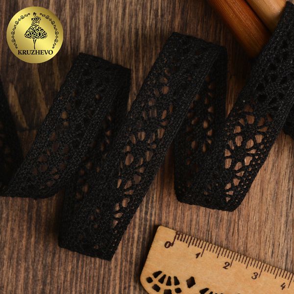 Кружево вязаное (тесьма) 15 мм / 10 метров, 15.01.099 цв.03 черный, 10 м, Kruzhevo