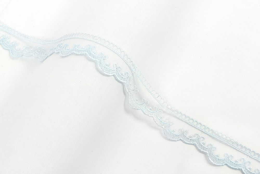 Кружево на сетке 34 мм / 10 м, голубой, Gamma GKM-3401 Кружево на сетке 34 мм / 10 м, голубой, Gamma GKM-3401