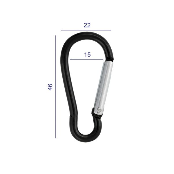 Карабин металл 15.0 мм (46х22 мм), 10 шт, 07 черный, Gamma GH 120/18/10