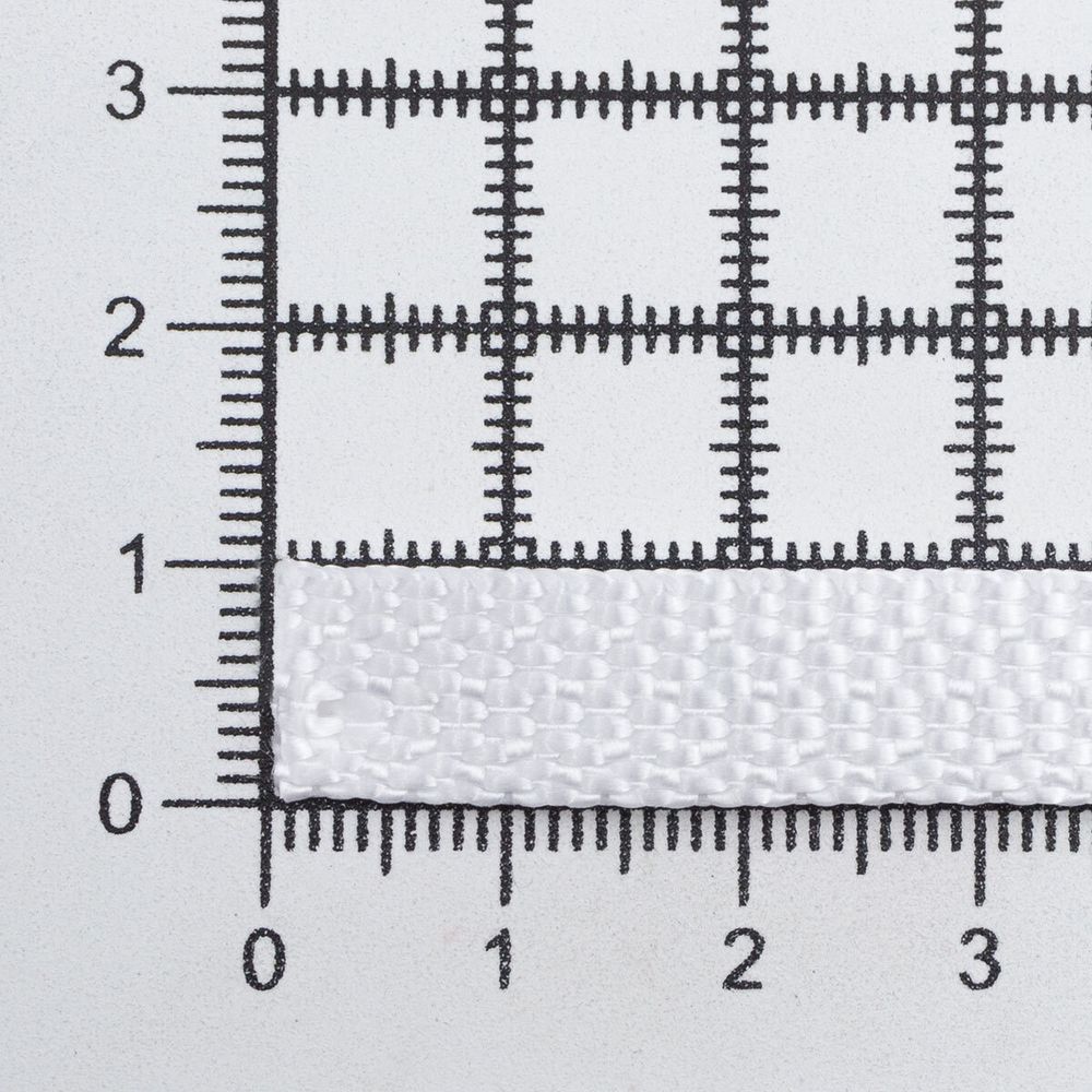 Стропа (ременная лента) 10 мм / 100 метров, толщ. 0.5 мм, [6 г/пог.м], 100% п/э, 003 белый
