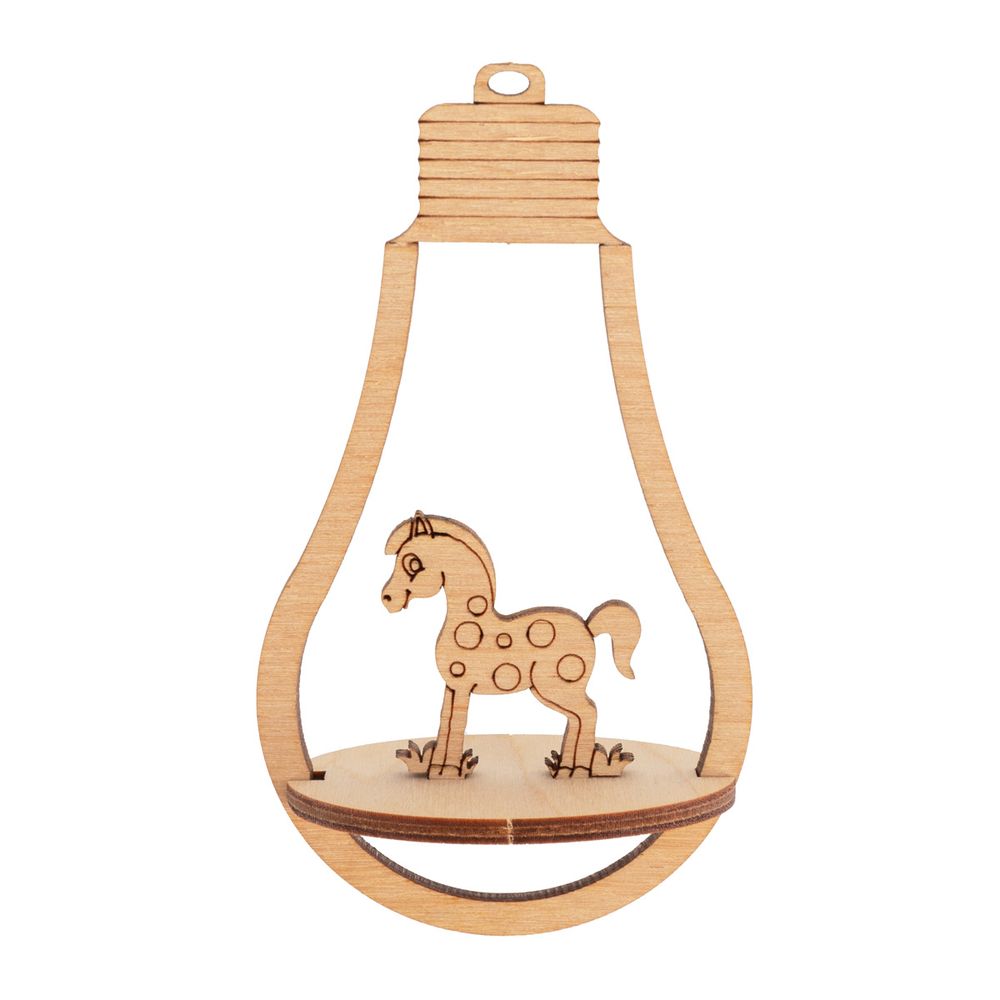 Заготовка из фанеры Подвеска объемная Лампочка 6х10 см, лошадка, Mr.Carving, КЛ-45