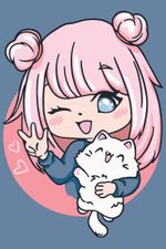 Картина по номерам Фрея, на картоне Анимешка с котиком, 20х30 см