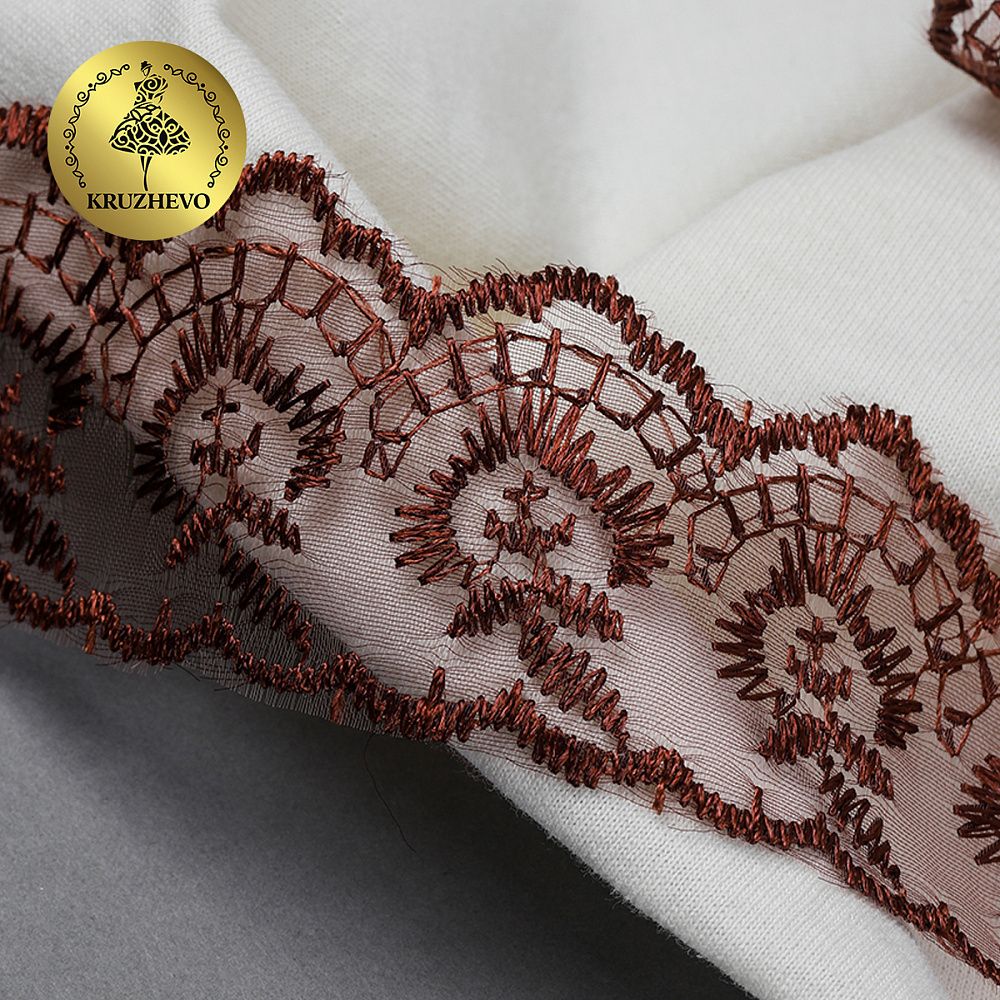 Кружево капроновое 45 мм / 9.14 м, TBS.30010 цв.142 (158) коричневый, Kruzhevo