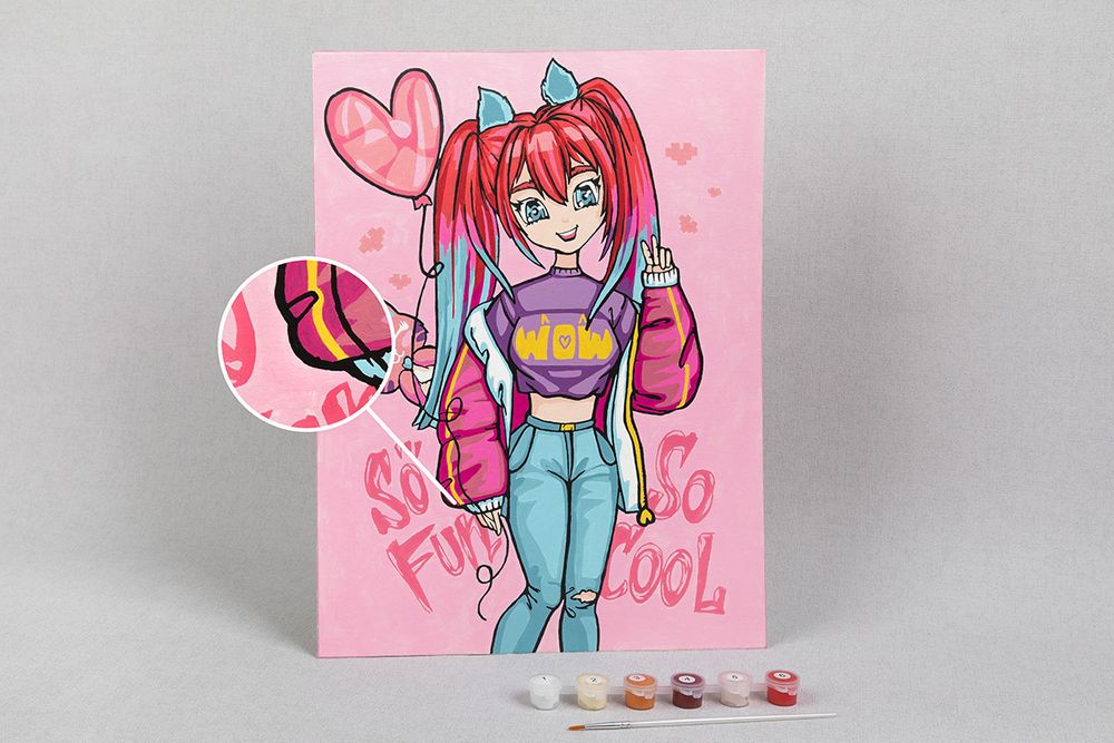 Картина по номерам Фрея PKZ/PM-066, Яркая анимешка, (на картоне) 40х30 см