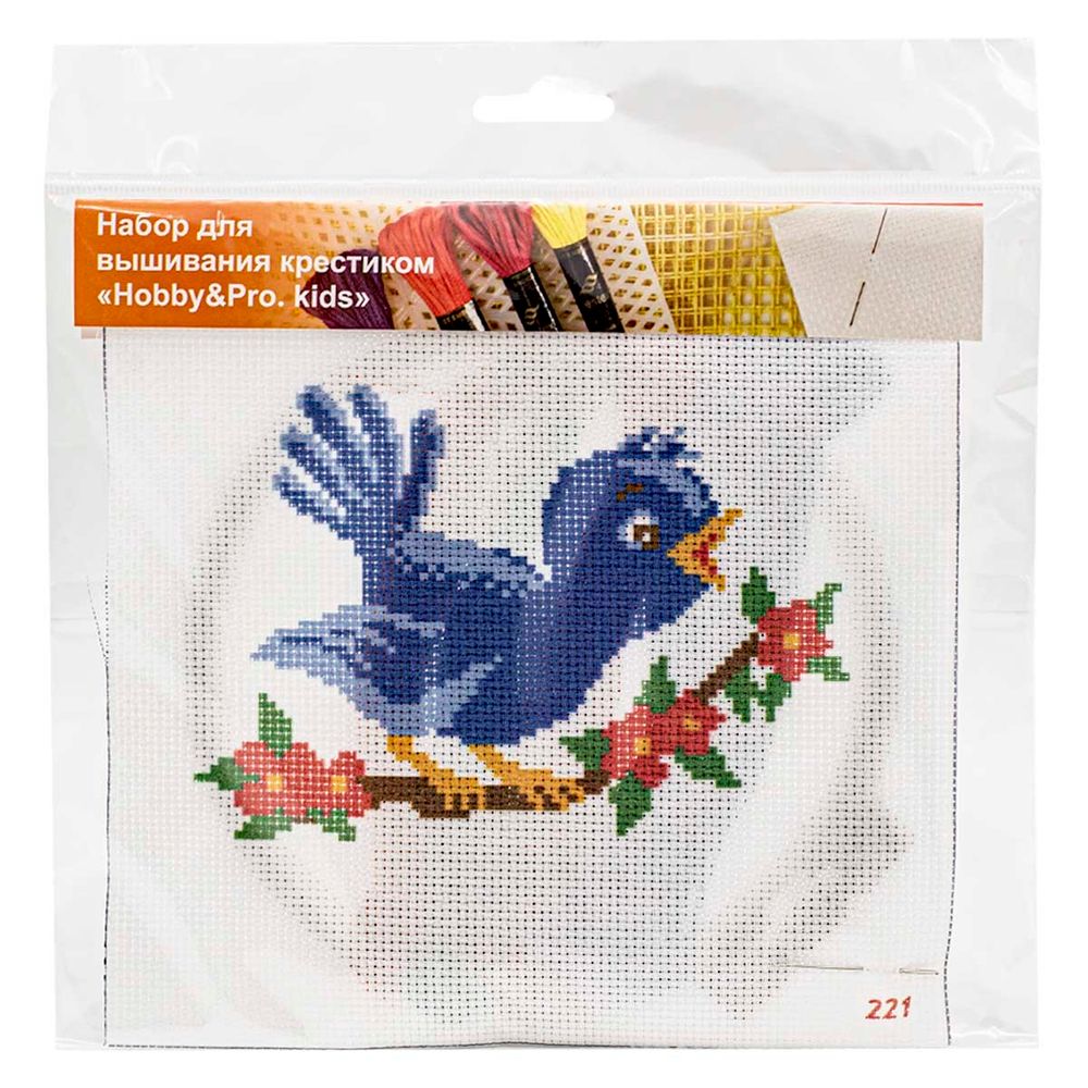 Набор для вышивания нитками Hobby&Pro Kids, Соловушка 19х19см