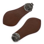 Фурнитура застежка для кардигана кожаная №6 коричневая 21,5 (черный никель), 2 шт