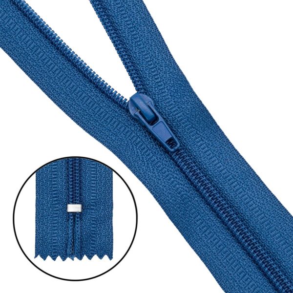 Молния спираль (витая) брючная Т4 (4 мм), 1 зам., н/раз., 20 см, автомат, F220 синий, уп.10 штук