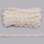Тесьма отделочная вязаная 21мм / 10м (белый/золото), С808Г7