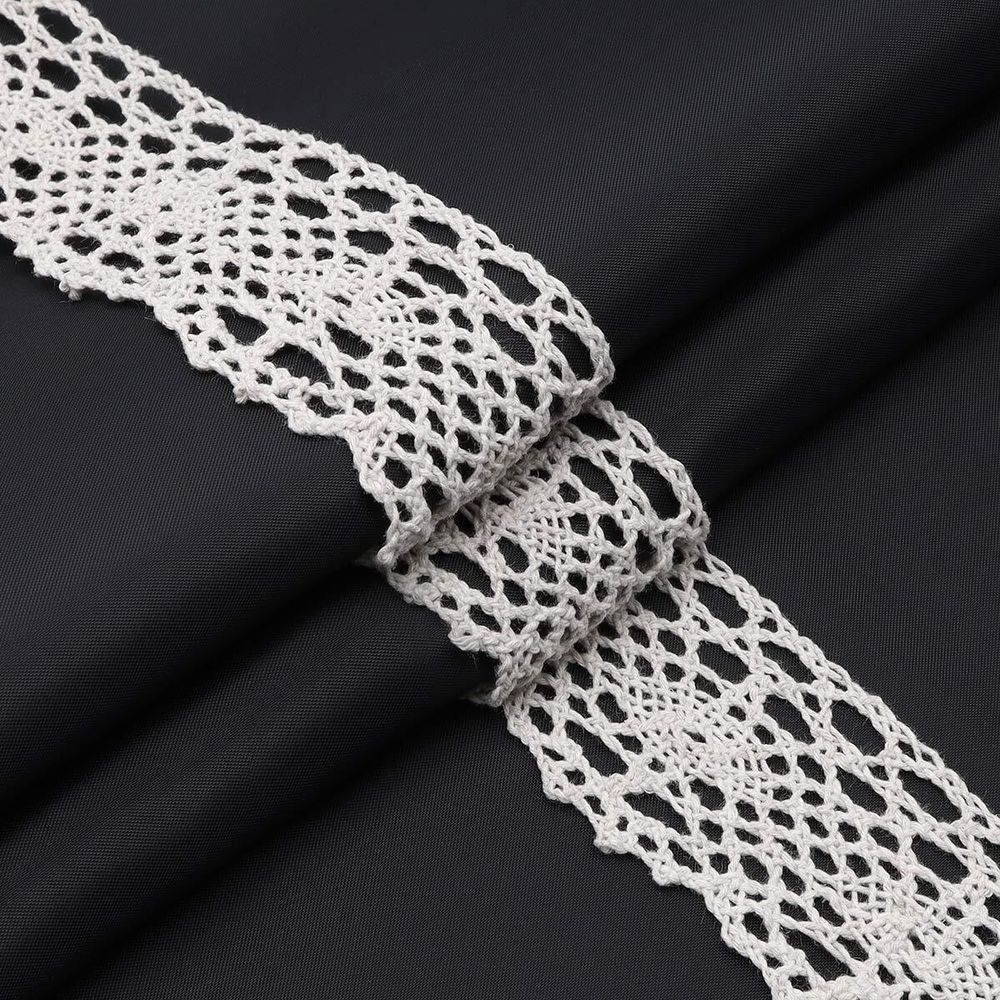 Кружево вязаное (тесьма) хлопковое 40 мм / 25 метров, рис.40.01.192 (лен) С3749Г17