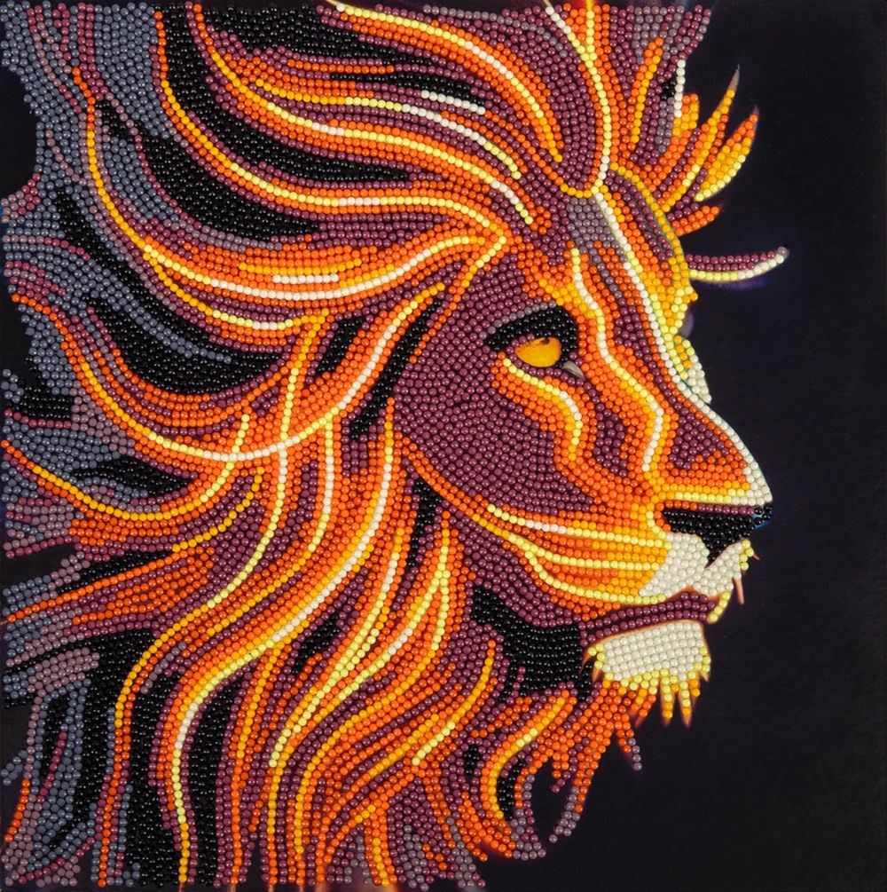 Алмазная (кристальная) мозаика Фрея ALBP-263, постер Огненный лев, 30х30 см