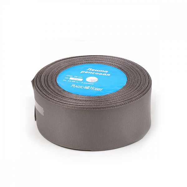 Лента репсовая (в рубчик) 38.0 мм, цв. 012 серый For Hobby, уп. 22.86м (±1м)