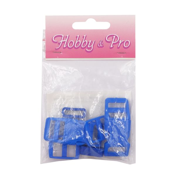 Фастекс (пряжка трезубец), рамка и рамка-регулятор 15мм, пластик, (2 компл.) Hobby&Pro, синий, A03001037-15