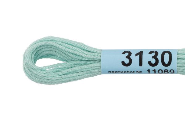 Мулине Gamma 100% хлопок, цв.3130 голубой, 24 мотка по 8 метров