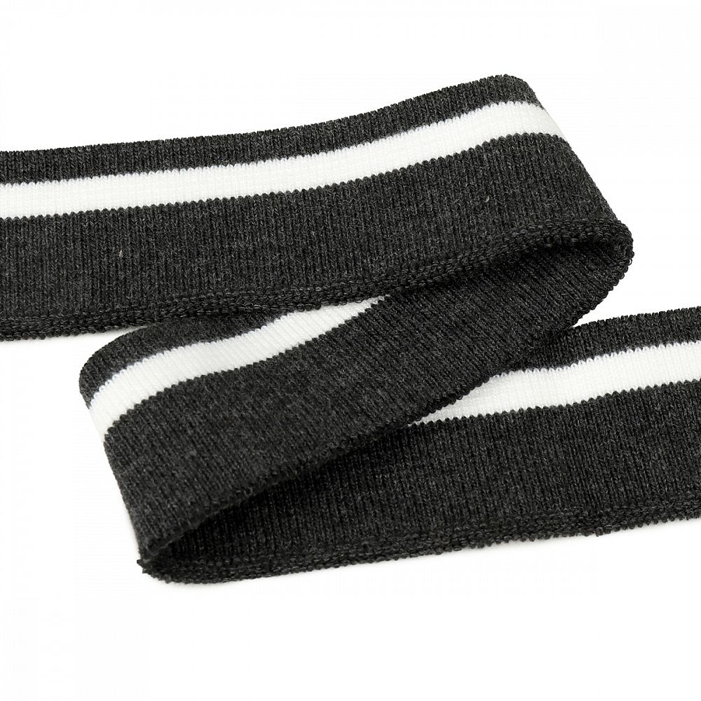 Подвяз (довяз) трикотажный 3.5х80 см, т.серый с белой полосой, 100% п/э, 5 штук