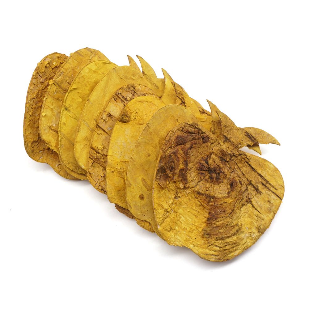 Декоративные элементы из коры дерева "Яблоко", 7см, 8 шт, желтый