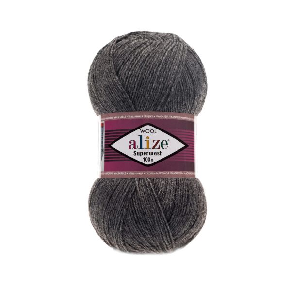 Пряжа Alize (Ализе) Superwash Comfort Socks / уп.5 мот. по 100 г, 420м, 182 темно-серый меланж A
