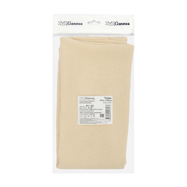 Ткань блузочная Poly Chiffon 84 г/м², 150х147 см, 25 серо-бежевый, Gamma PC-02