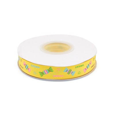 Лента репсовая (в рубчик) PREMIUM Конфетки, 16 мм, 22,5м (A5-052 желтый)