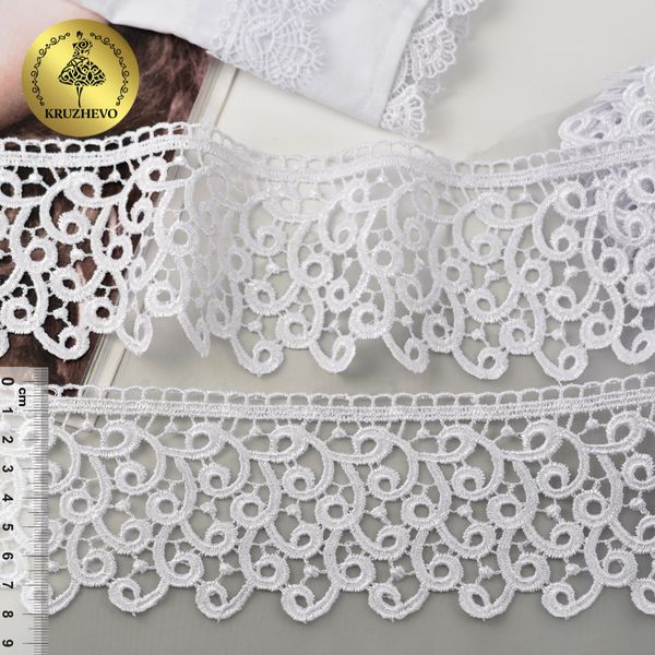 Кружево гипюр (плетёное) 80 мм, диз. 141, цв.03 белый, уп. 9 м, Kruzhevo