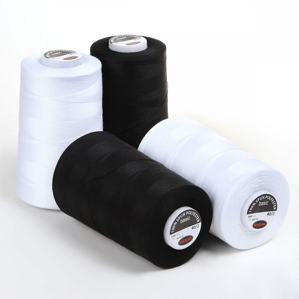 Нитки швейные Max 40/2, 4570 м (5000 ярд), черные, белые / 4 бобины