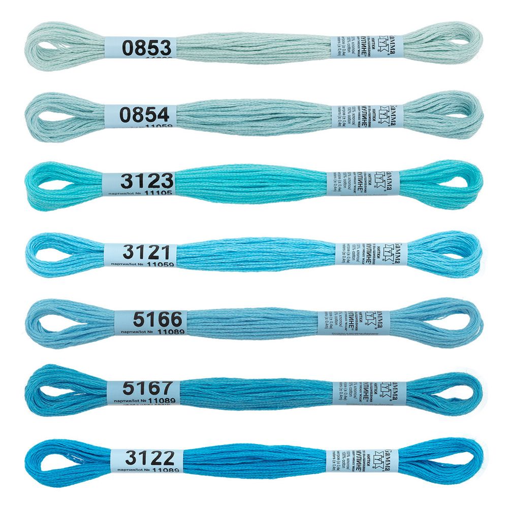 Мулине Gamma набор Спектр, цв.azure, 7 мотков по 8 метров