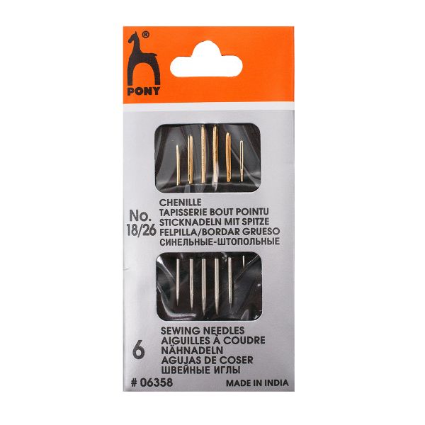 Иглы ручные для штопки №18/26, упак./6 шт, Pony 06358
