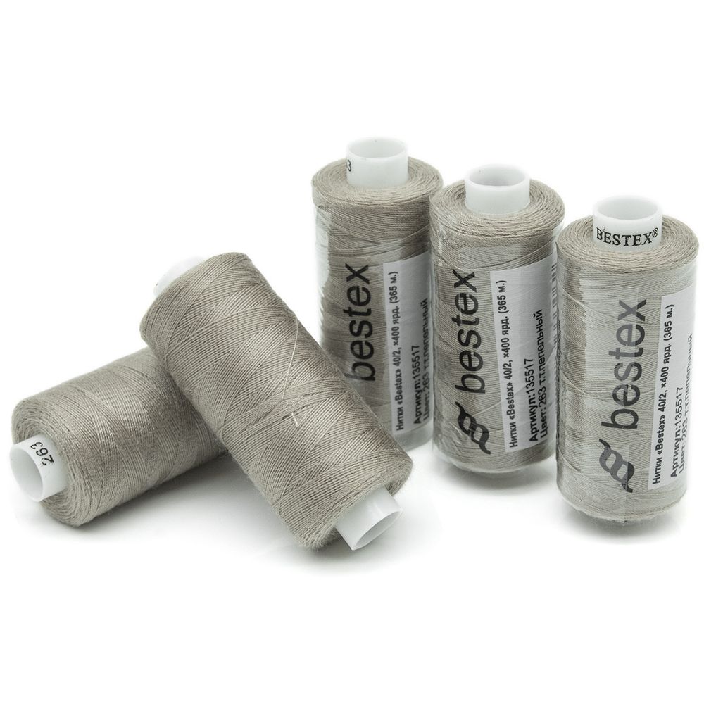 Нитки швейные бытовые Bestex 40/2, 365 м (400 ярд) / 10 кат., 263 пепельно-бежевый