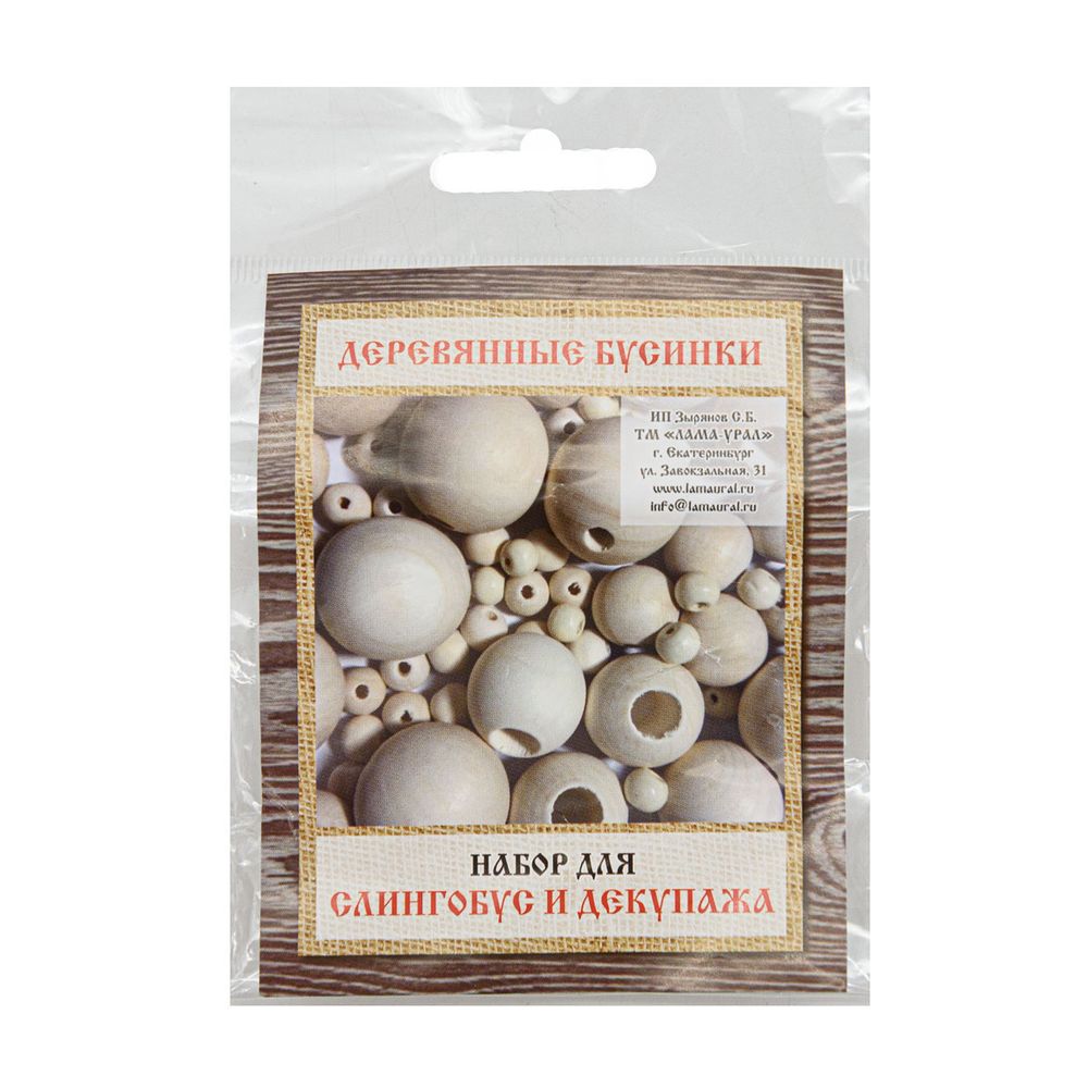 Бусины дерево 40х20 мм неокрашенные, овальные, 3 шт