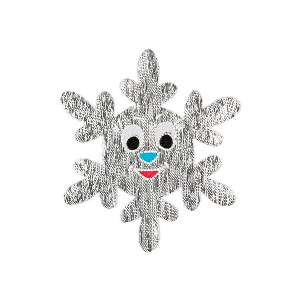 Термоаппликация №4 12 шт, 4-28 снежинка с улыбкой серебро, Blitz