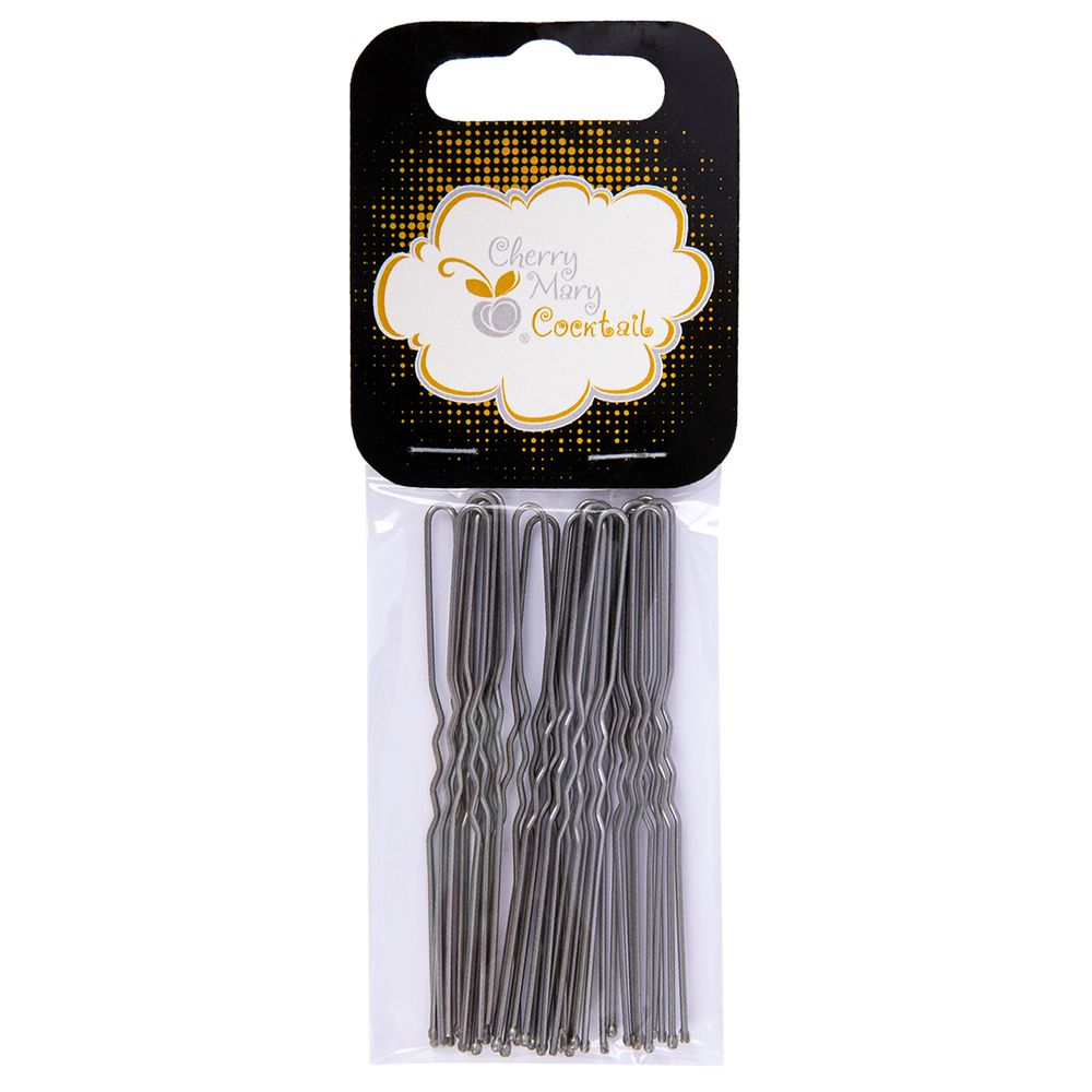 Набор шпилек для волос 7.5 см, 100 шт (5х20 шт), №04 никель, Cherry Mary VZ07031